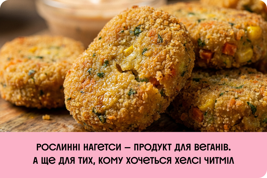 Нагетси містять білок з бобових і пшениці. Це той нутрієнт, який допомає підтримувати імунтет та збільшує витривалість.